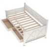 Twin Size Wooden Modern and Rustic Casual Style Daybed, Cream White - as Pic