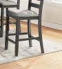 Classic Dining Room Furniture Gray Finish Counter Height 5pc Set Square Dining Table w Shelves Cushion Seat Ladder Back High Chairs Solid wood - as Pi