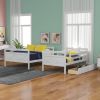 Twin over Full Bunk Bed with Ladder, Two Storage Drawers, Safety Guardrail, White - as Pic