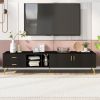 U-Can Modern TV Stand with 5 Champagne legs - Durable, stylish, spacious, versatile storage TVS up to 77" (Black) - as Pic