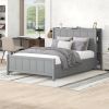 Full Size Platform Bed with Drawers and Storage Shelves, Gray - as Pic