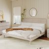 Modern Concise Style Solid Wood Grain Platform Bed Frame, King, Stone Gray - as Pic