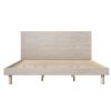 Modern Concise Style Solid Wood Grain Platform Bed Frame, King, Stone Gray - as Pic