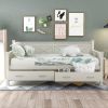 Twin Size Wooden Modern and Rustic Casual Style Daybed, Cream White - as Pic