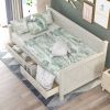 Twin Size Wooden Modern and Rustic Casual Style Daybed, Cream White - as Pic