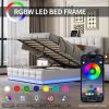 Tufted Upholstered Platform Bed with Hydraulic Storage System,Queen Size PU Storage Bed with LED Lights and USB charger, White - as Pic