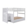 Full over Full Bunk Bed with Twin Size Trundle, White (old sku: LT000026AAK ) - as Pic