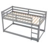 Twin-Over-Twin Floor Bunk Bed with Handy Ladder, Chic Gray Finish - Gray