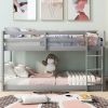 Twin-Over-Twin Floor Bunk Bed with Handy Ladder, Chic Gray Finish - Gray