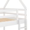 Cozy Twin-Over-Twin Low Bunk House Bed, Includes Ladder, Crisp White Finish - White