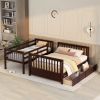Twin-Over-Full Bunk Bed with Ladders and Two Storage Drawers(Espresso)( old sku:LT000165AAP) - as Pic