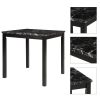 5-Piece Kitchen Table Set Faux Marble Top Counter Height Dining Table Set with 4 PU Leather-Upholstered Chairs (Black) - Black