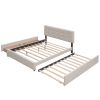 Upholstered Platform Bed with 2 Drawers and 1 Twin XL Trundle, Linen Fabric, Queen Size - Dark Beige(OLD SKU :LP000314AAA) - as Pic
