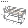 Twin-Over-Twin Floor Bunk Bed with Handy Ladder, Chic Gray Finish - Gray
