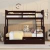 Twin-Over-Full Bunk Bed with Ladders and Two Storage Drawers(Espresso)( old sku:LT000165AAP) - as Pic