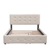 Upholstered Platform Bed with 2 Drawers and 1 Twin XL Trundle, Linen Fabric, Queen Size - Dark Beige(OLD SKU :LP000314AAA) - as Pic