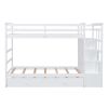 Twin Over Twin Bunk Bed with Trundle and Staircase,White(OLD SKU:LT000068AAK) - as Pic
