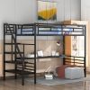 Compact Metal Loft Bed Frame, Inclusive Desk, Twin Size, No Box Spring Needed, Classic Black - Black