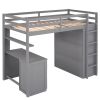 Twin size Loft Bed with Drawers,Desk,and Wardrobe-Gray - as Pic