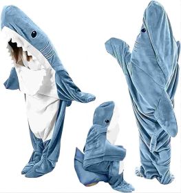 Ambitelligence Shark Blanket Hoodie Onesie For Adults And Kids, Cozy Flannel Shark Costume Shark Sleeping Bag (Option: 62in)