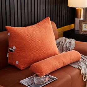 Waist Backrest Pillow Bedside Backrest Lumbar Cushion Bed Sofa (Option: Orange-60x22x50cm without headrest)