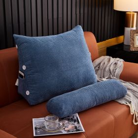 Waist Backrest Pillow Bedside Backrest Lumbar Cushion Bed Sofa (Option: Jean Blue-60x22x50cm with headrest)