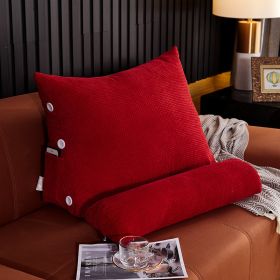 Waist Backrest Pillow Bedside Backrest Lumbar Cushion Bed Sofa (Option: Big red-60x22x50cm without headrest)