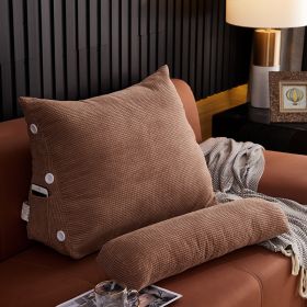 Waist Backrest Pillow Bedside Backrest Lumbar Cushion Bed Sofa (Option: Brown-60x22x50cm with headrest)