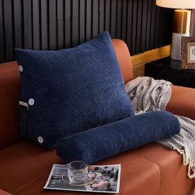 Waist Backrest Pillow Bedside Backrest Lumbar Cushion Bed Sofa (Option: Dark Blue-45x22x50cm without headrest)