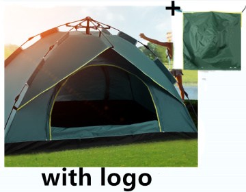 Automatic Tent Spring Type Quick Opening Rainproof Sunscreen Camping Tent (Option: Dark Green with cover-M-Logo)