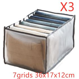 Underwear Storage Box Non-woven Fabric (Option: 3pcs Grey-7grids 36x17x12cm)