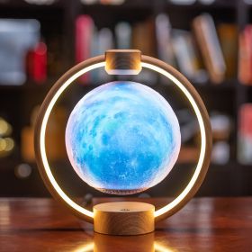 Maglev Moon Light Bluetooth Speaker 3D Stereo Diy Colorful Glare (Option: Wood grain starry sky-US)
