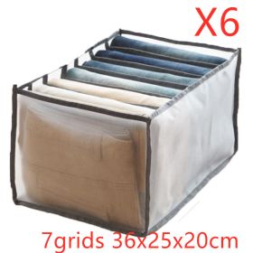 Underwear Storage Box Non-woven Fabric (Option: 6pcs Grey-7grids 36x25x20cm)