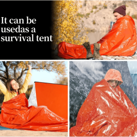 Portable Lightweight Emergency Sleeping Bag, Blanket, Tent - Thermal Bivy Sack For Camping, Hiking, And Outdoor Activities - Windproof And Waterproof (Option: Orange-Blanket)