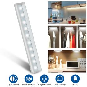 Wireless Motion Sensor Under Cabinet Closet LED Light Kitchen Counter Night Lamp (Option: White-4Pcs)