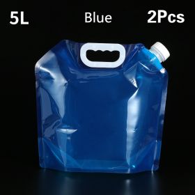 PVC Outdoor Camping Hiking Foldable Portable Water Bags Container (Option: Blue 5L 2pcs)